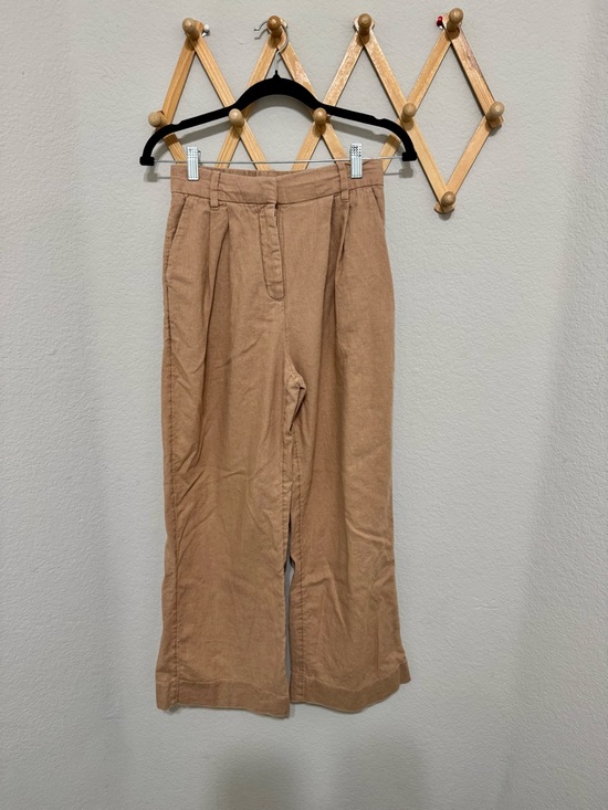 Abercrombie & Fitch Brown Tan Pleated Wide Leg Trousers Size XS Short - Picture 2 of 7